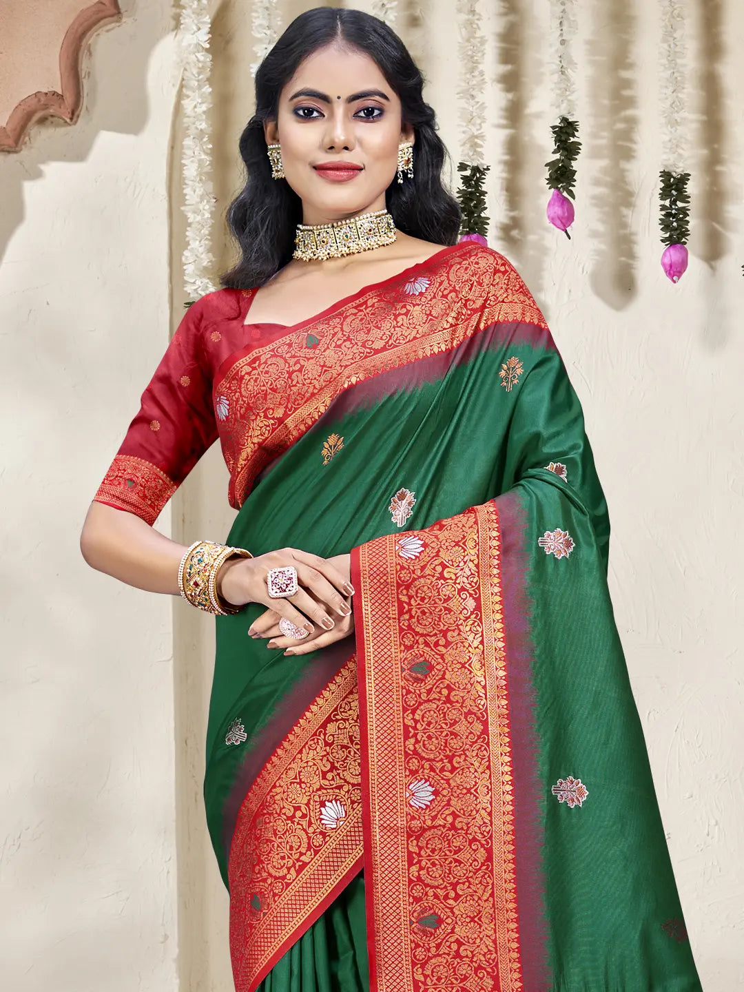 Dark Green Silk Saree