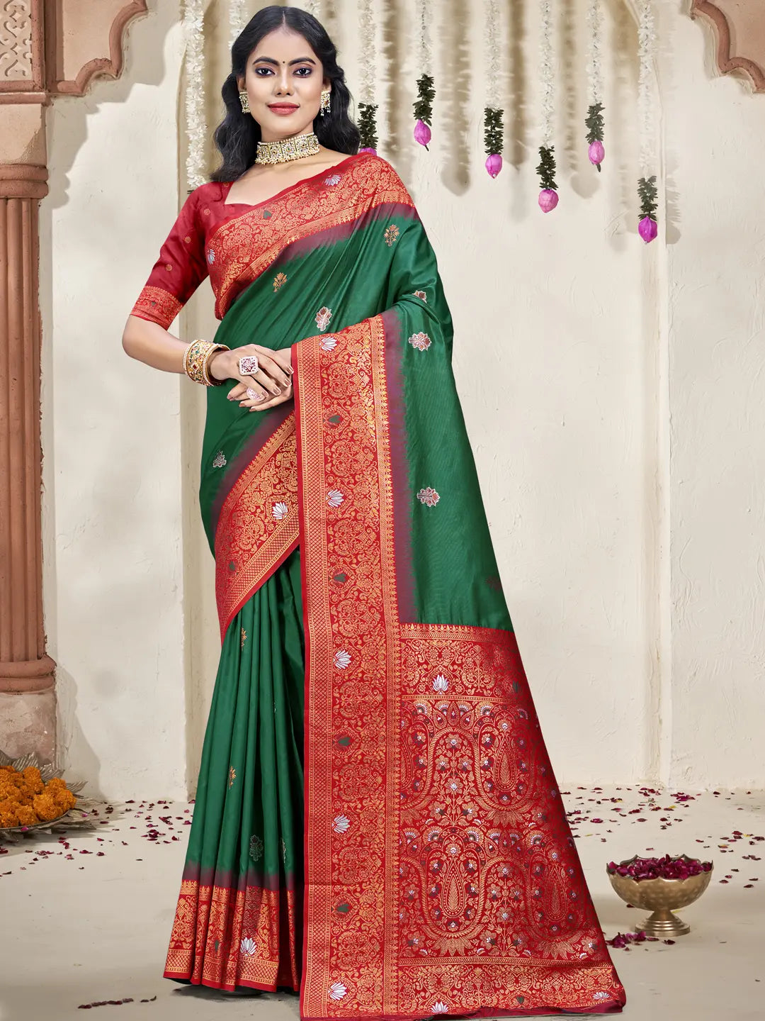 Dark Green Silk Saree