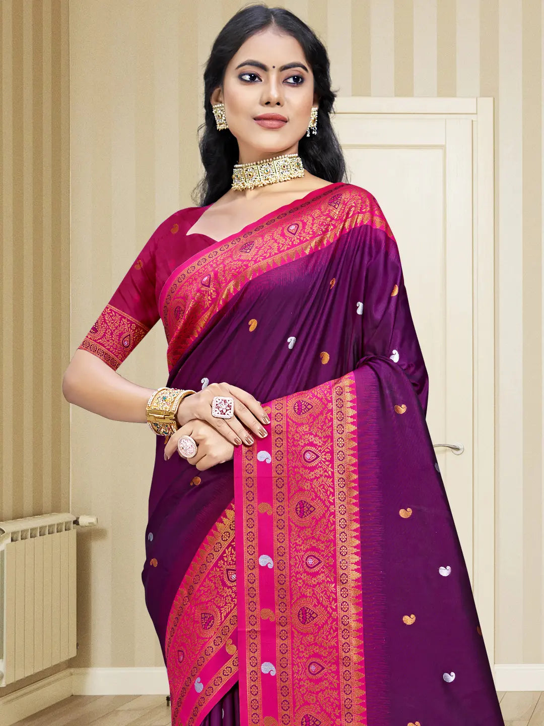 Wine Silk Saree