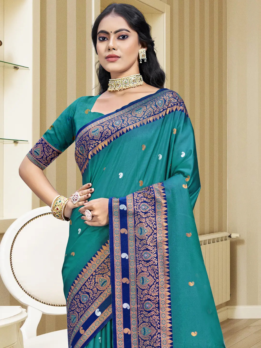 Sky Blue Silk Saree