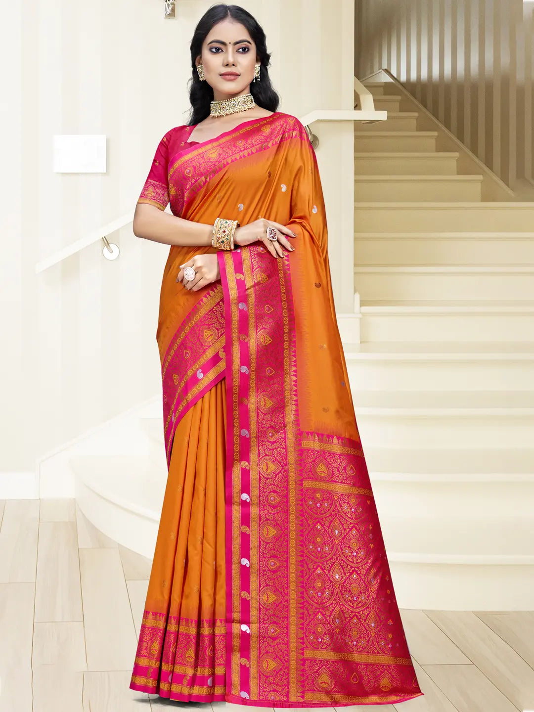 Orange Silk Saree