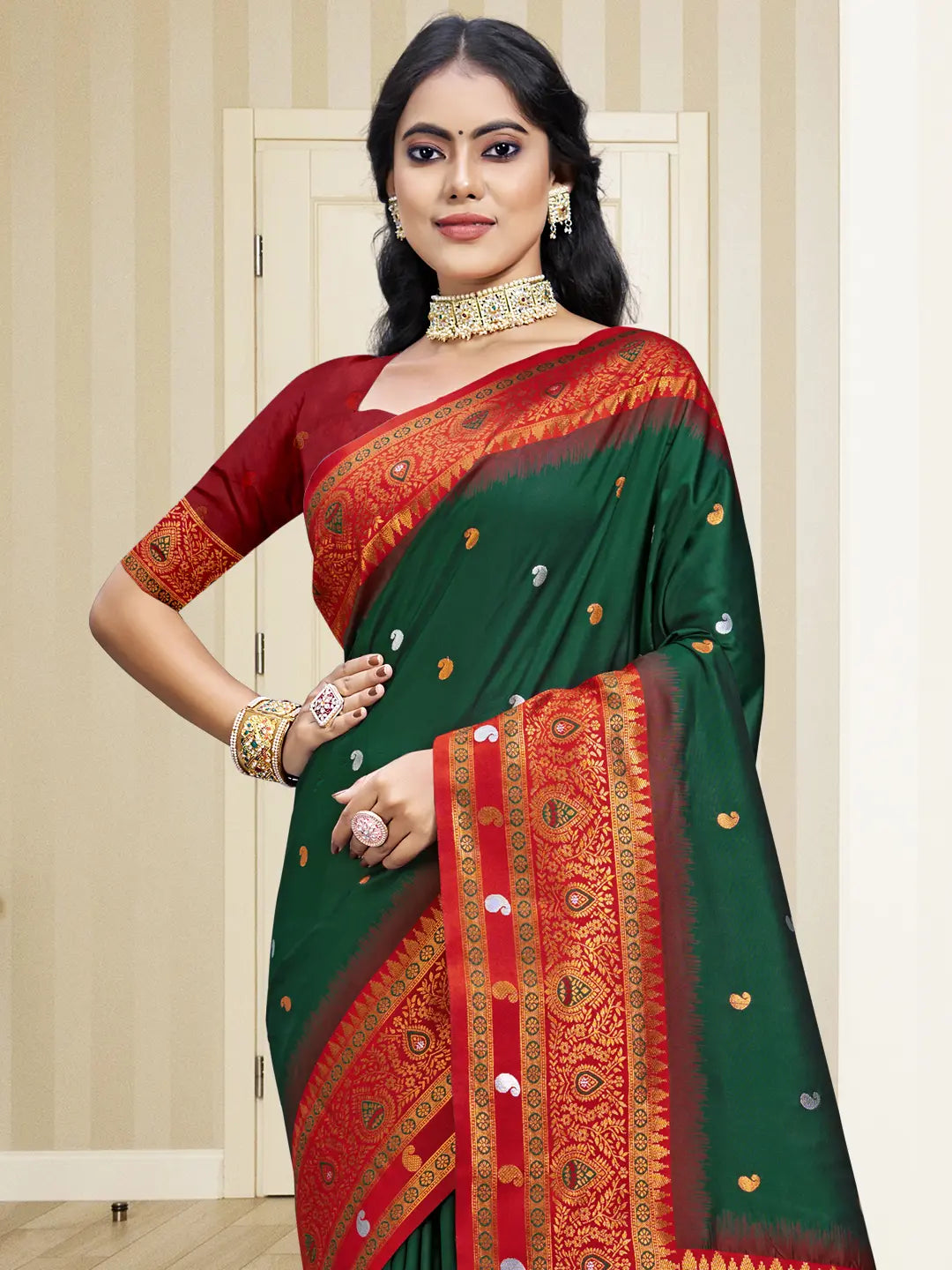 Dark Green Silk Saree