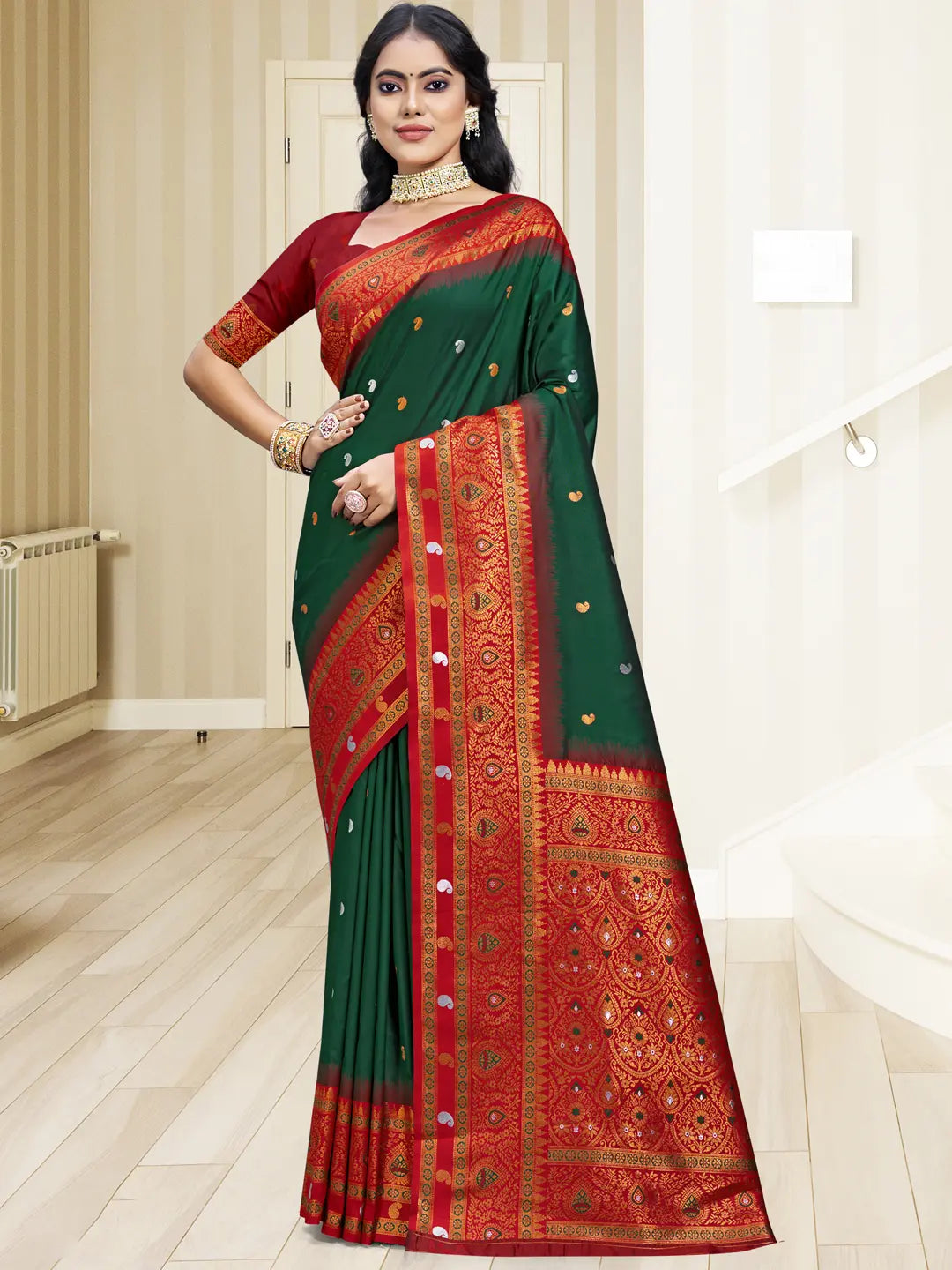 Dark Green Silk Saree