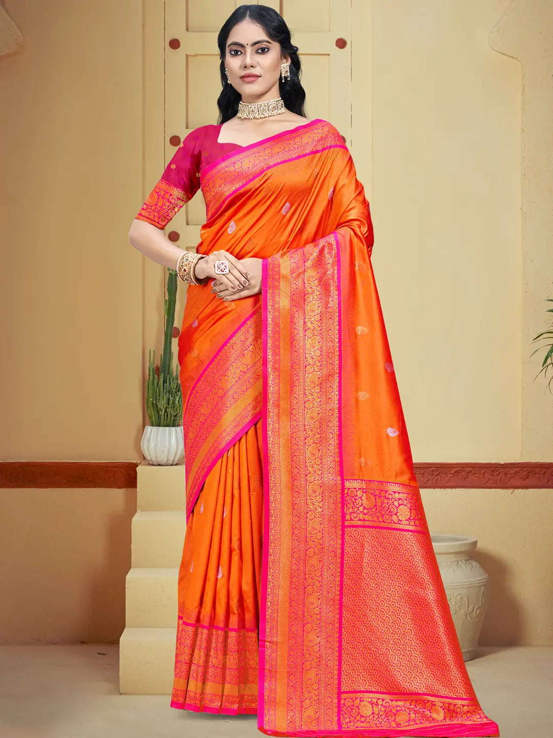 Orange Silk Saree