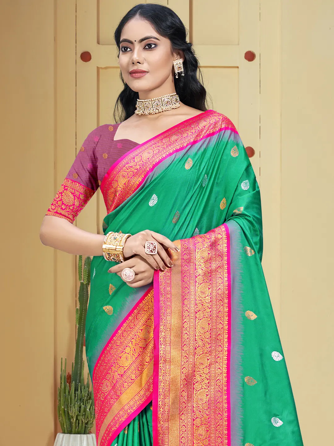 Teal Green Silk Saree