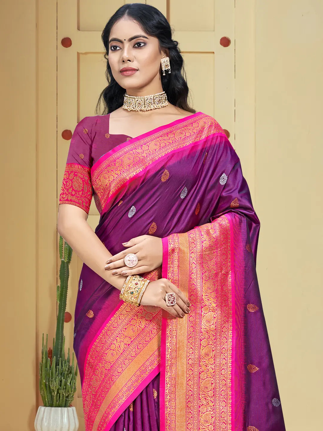 Wine Silk Saree