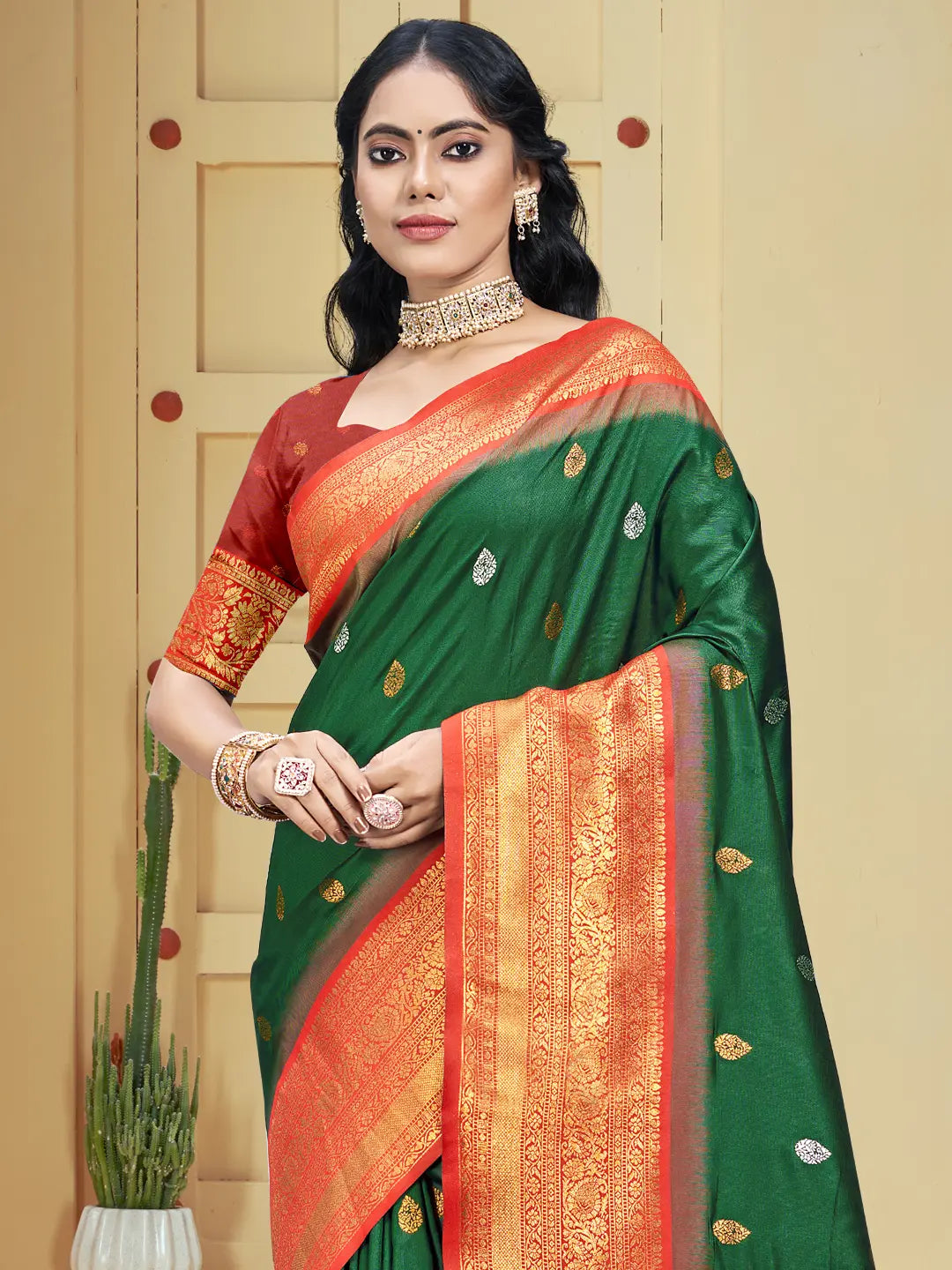 Dark Green Silk Saree