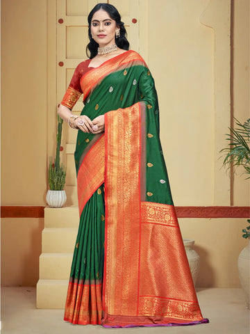 Dark Green Silk Saree