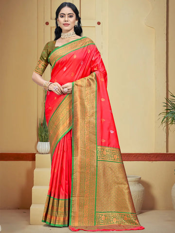 Dark Pink Silk Saree