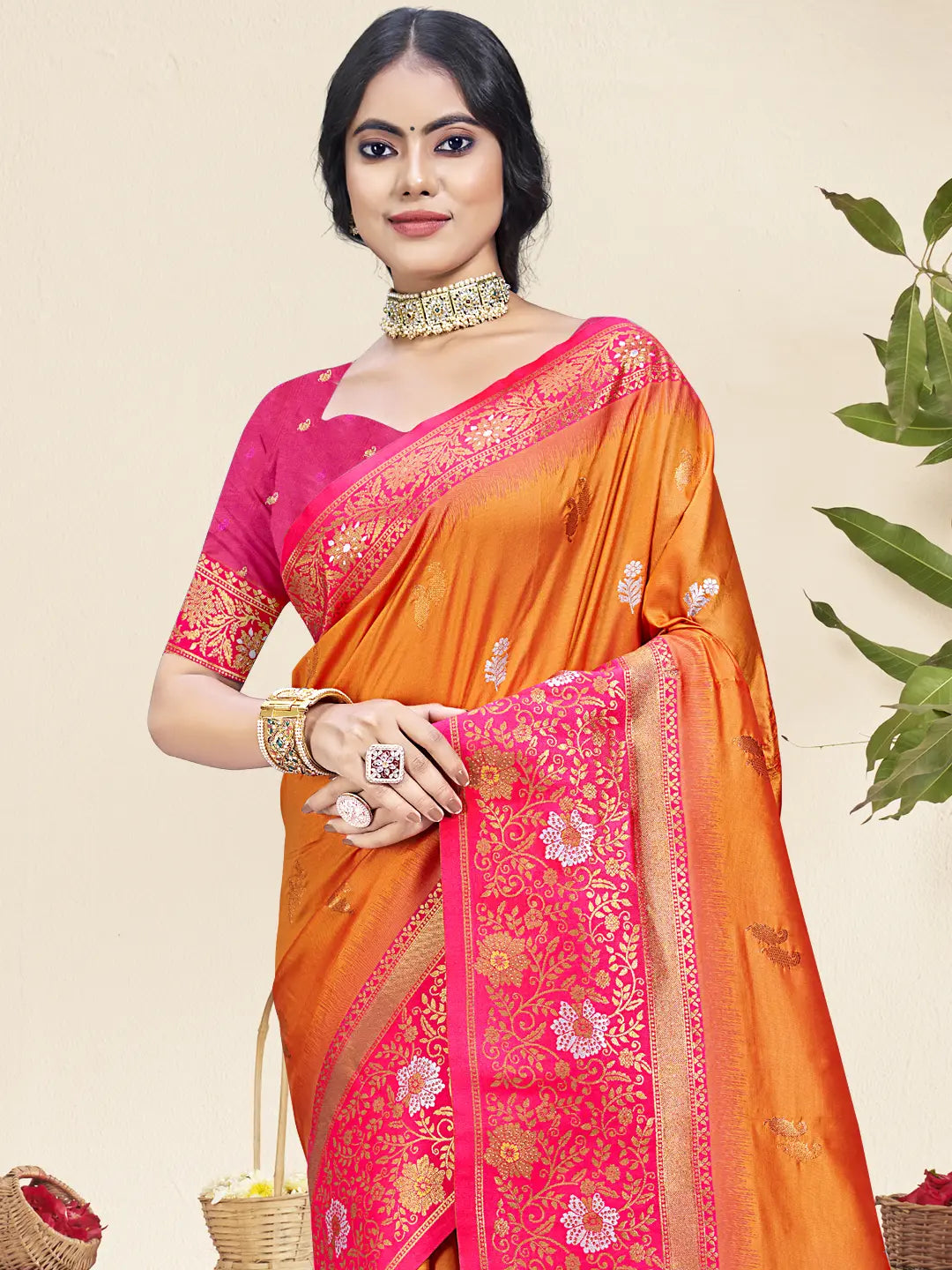 Orange Silk Saree