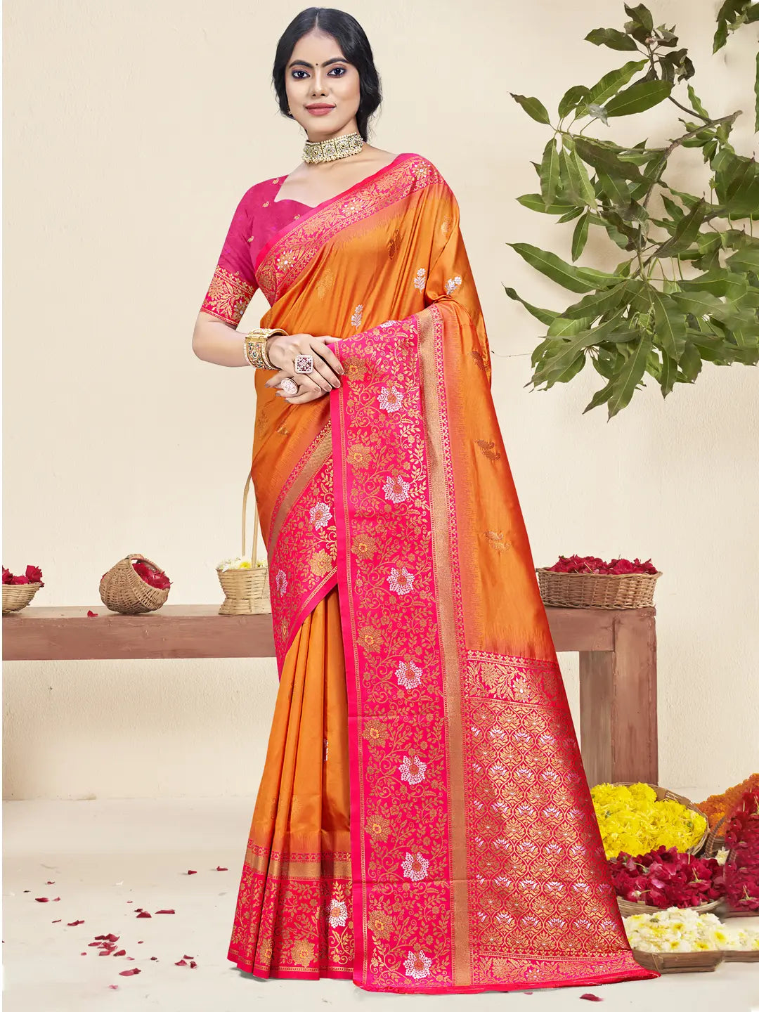 Orange Silk Saree