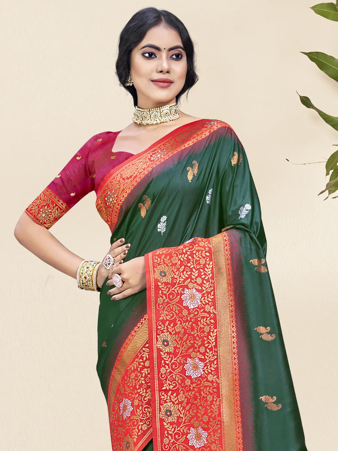 Dark Green Silk Saree