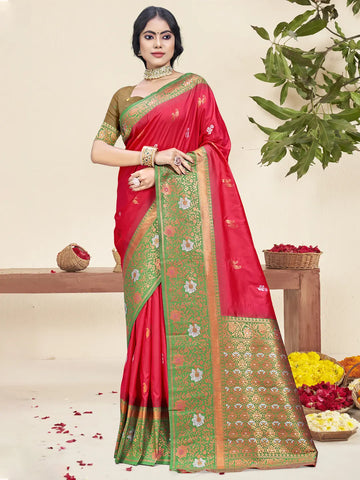 Dark Pink Silk Saree