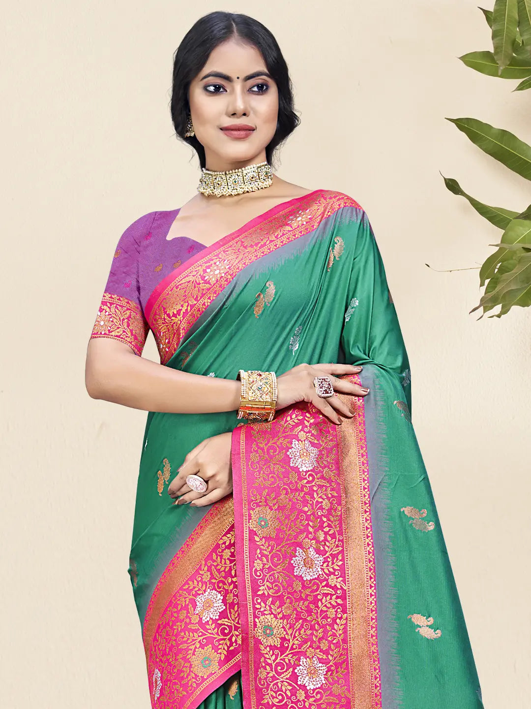 Teal Green Silk Saree