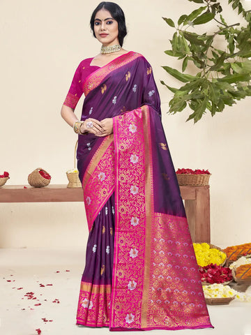 Wine Silk Saree