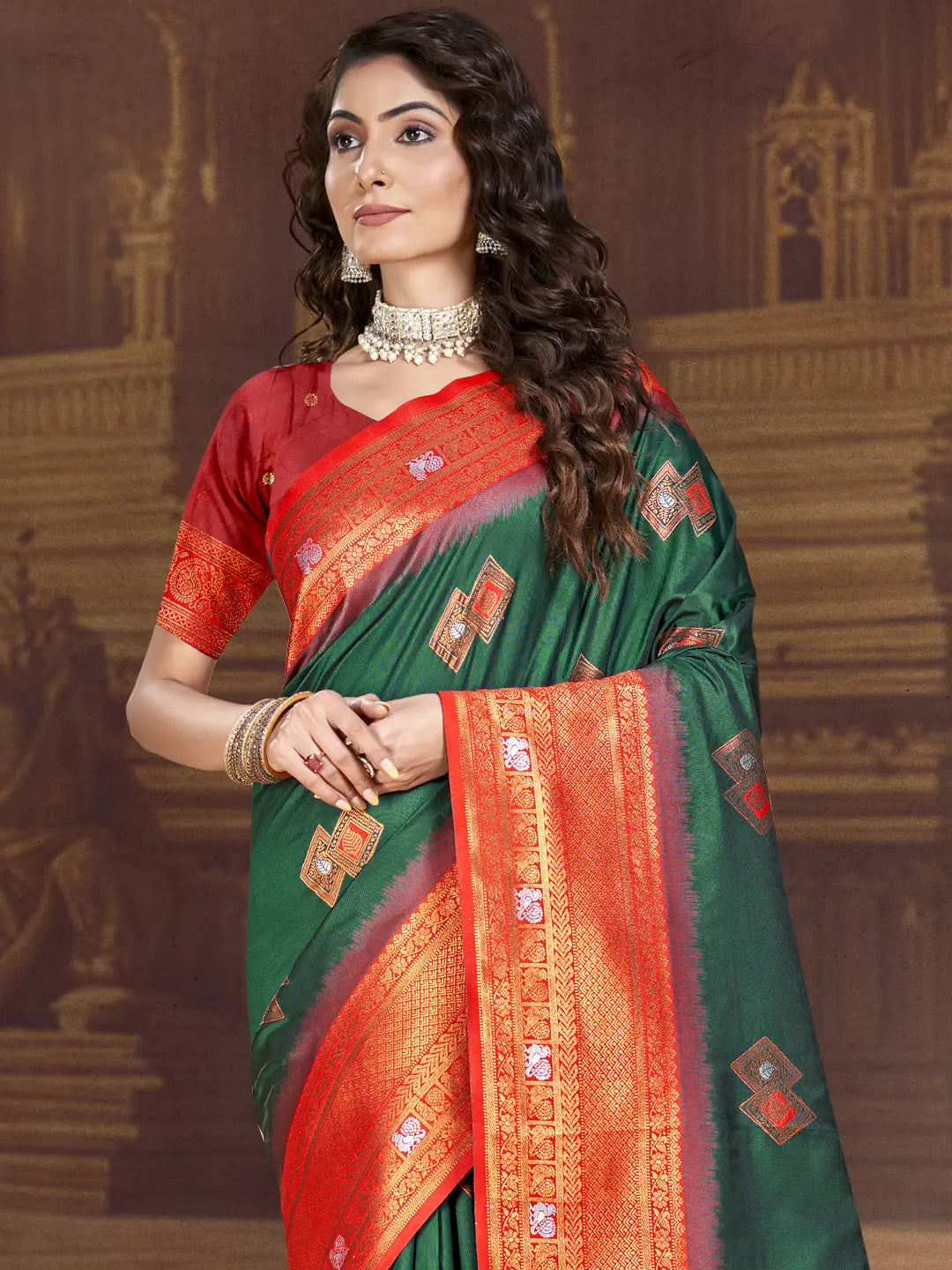 Dark Green Silk Saree