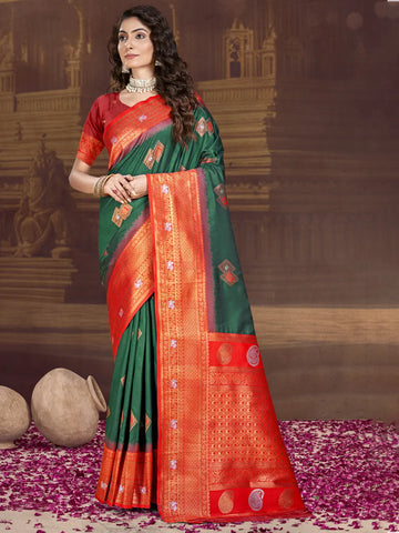 Dark Green Silk Saree