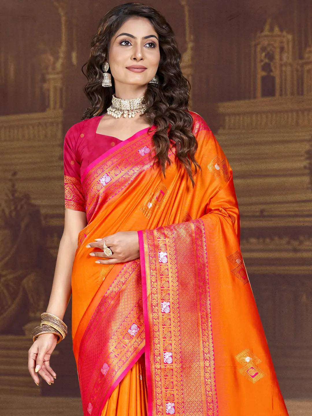 Orange Silk Saree