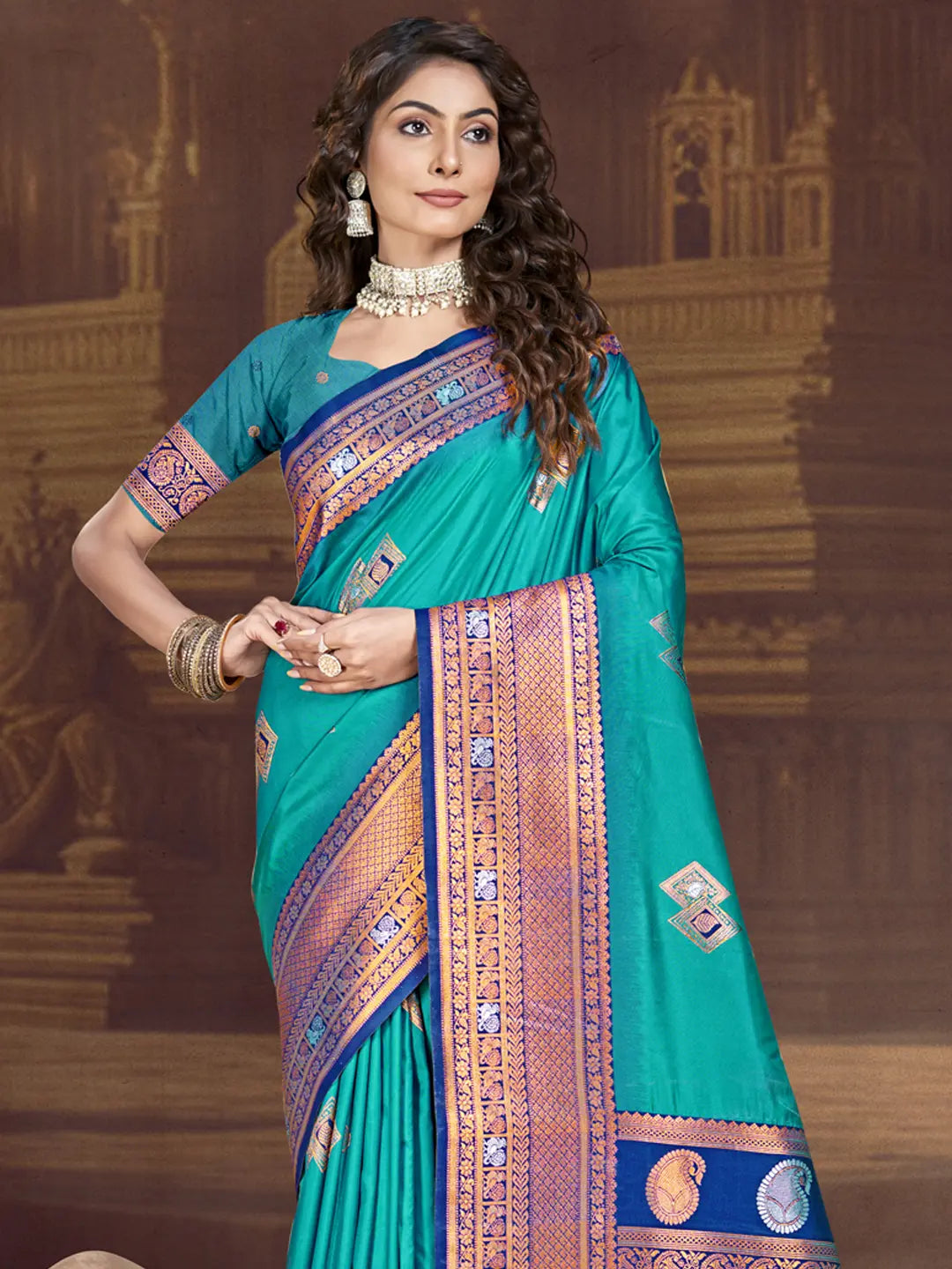 Sky Blue Silk Saree