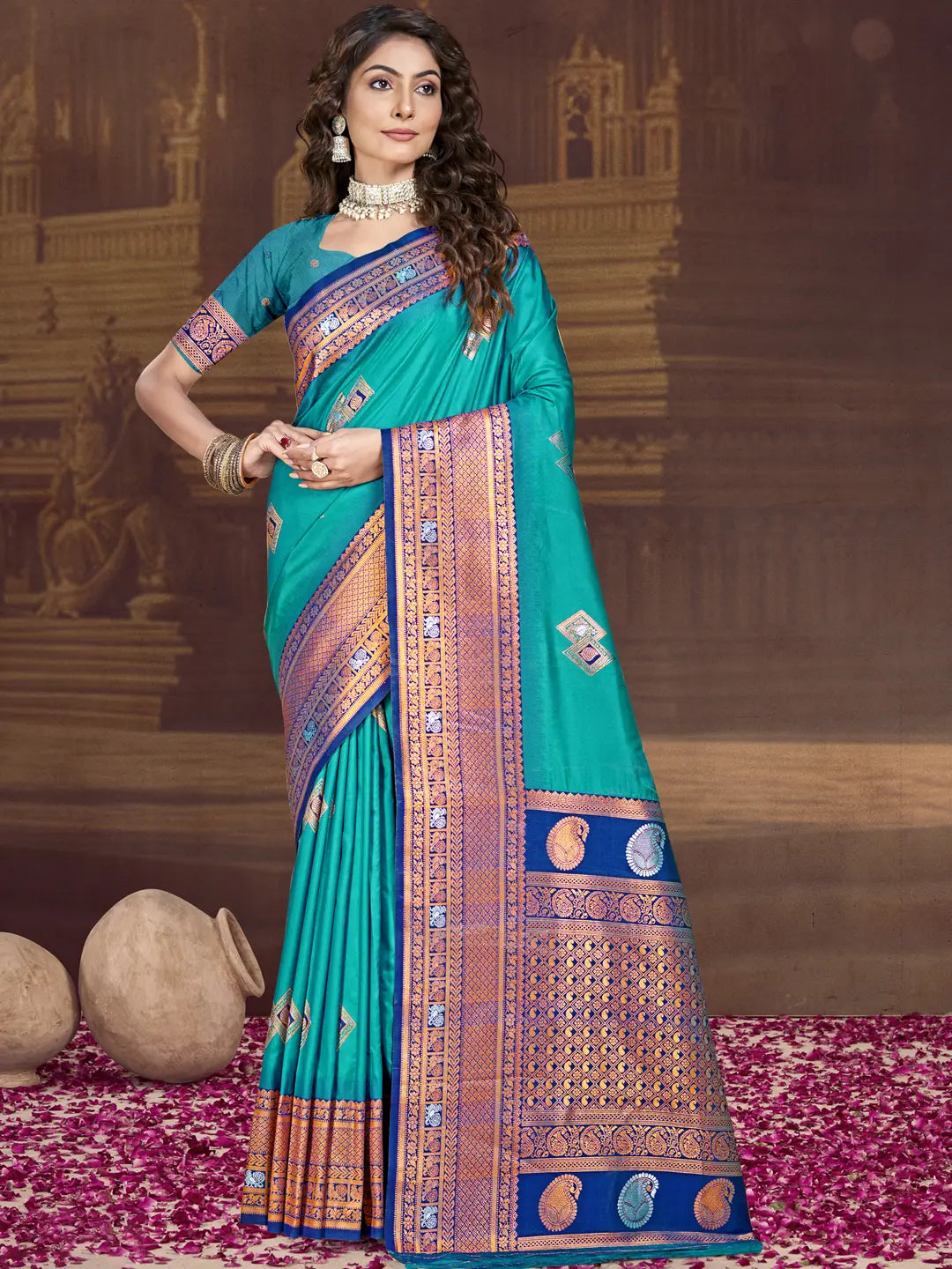 Sky Blue Silk Saree