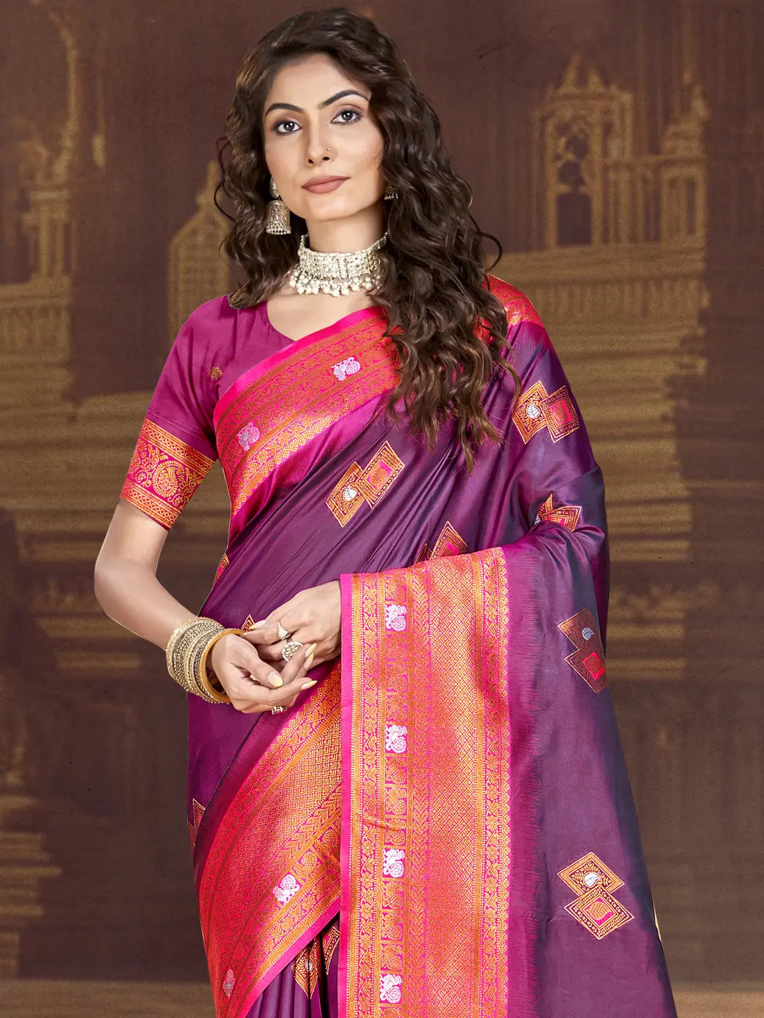 Wine Silk Saree