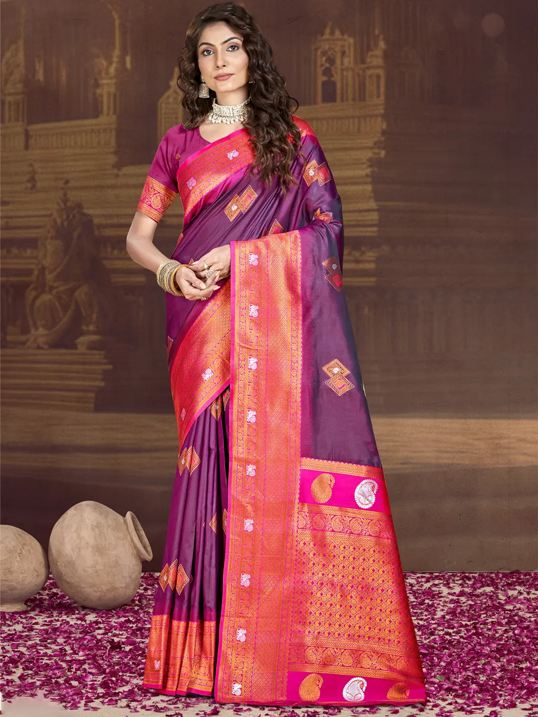 Wine Silk Saree