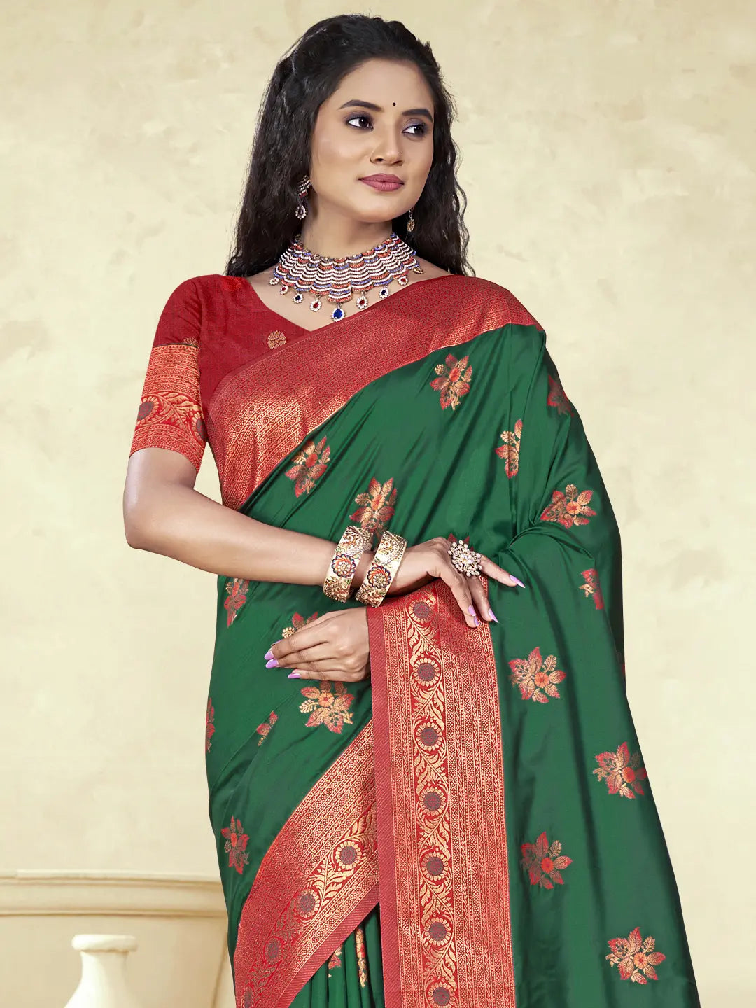 Dark Green Silk Saree