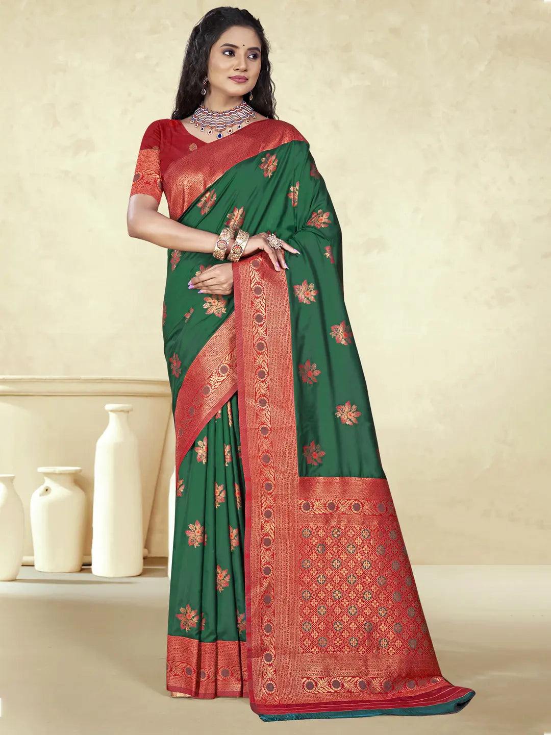 Dark Green Silk Saree