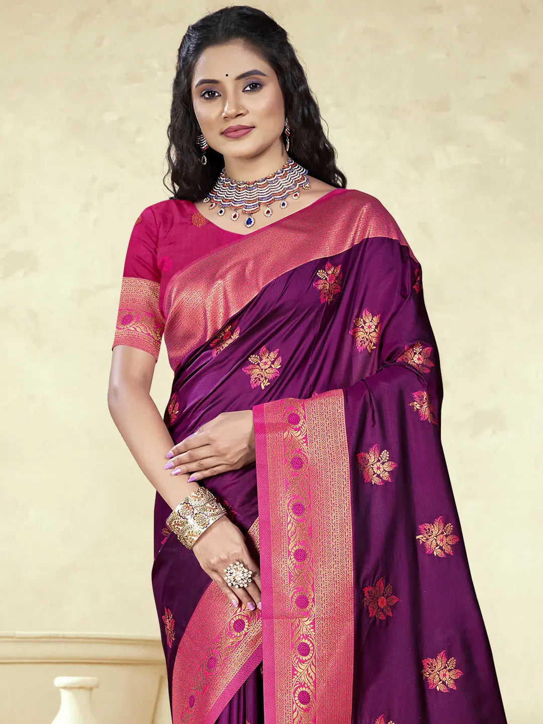 Wine Silk Saree