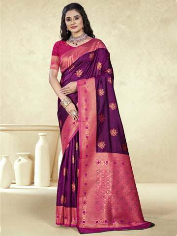 Wine Silk Saree