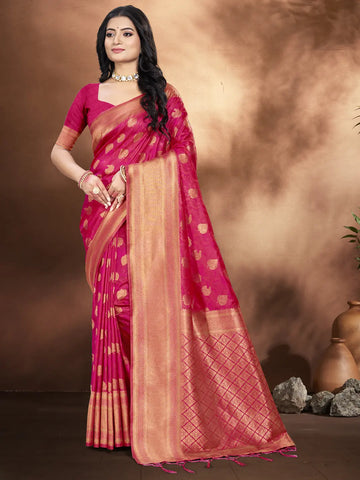 Magenta Pink Silk Saree