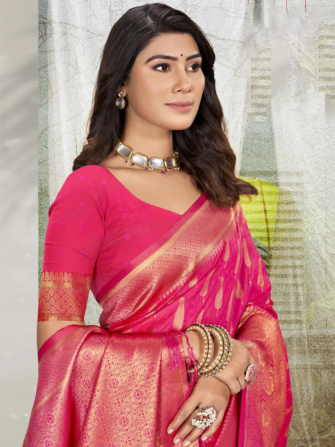 Magenta Pink Silk Saree