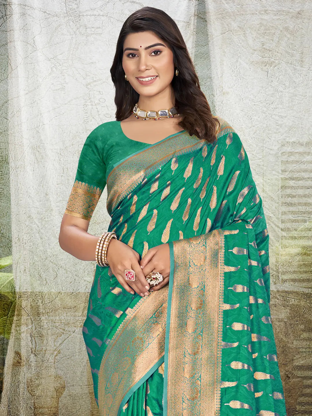 Rama Green Silk Saree