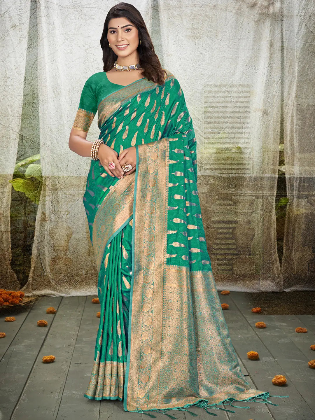 Rama Green Silk Saree