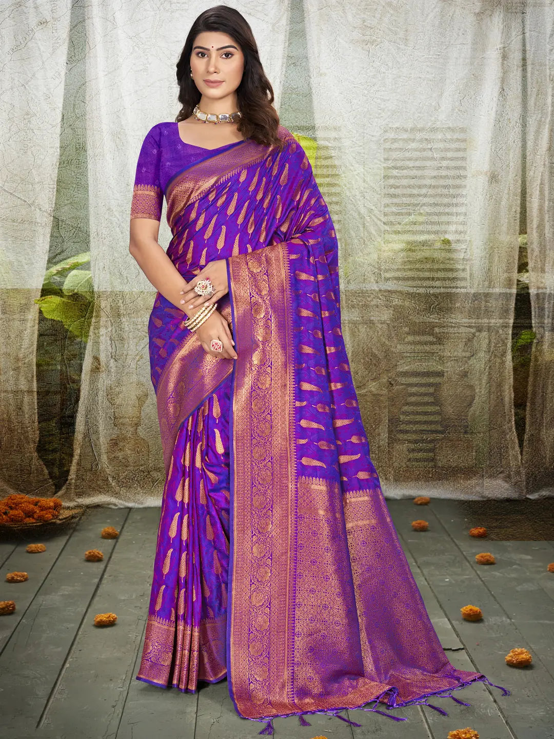 Purple Silk Saree