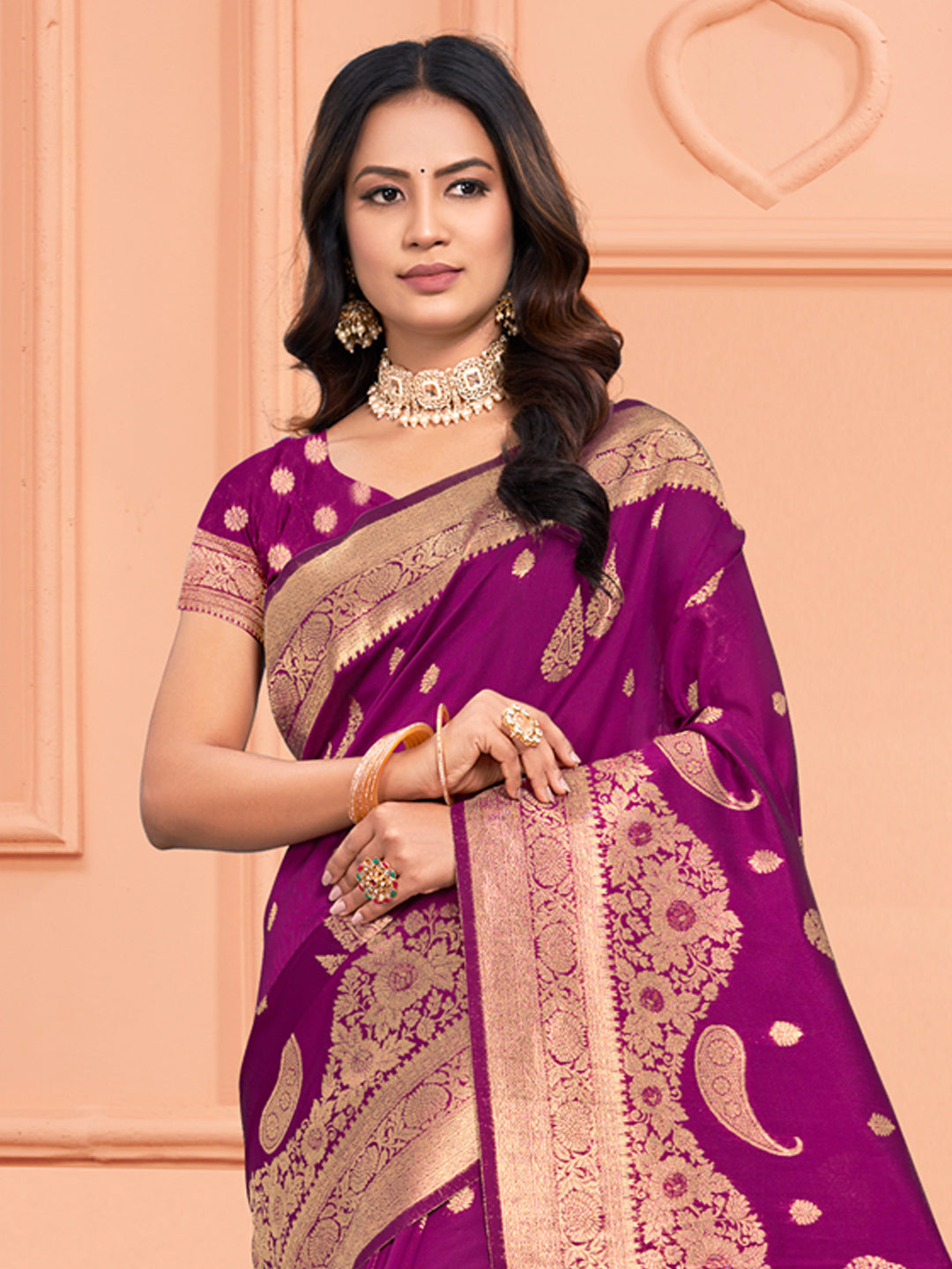 Sangam Purple Silk Saree