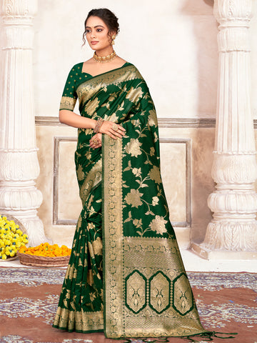 Sangam Green Silk Saree