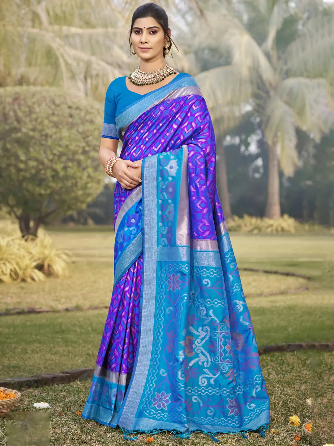 Violet Silk Saree