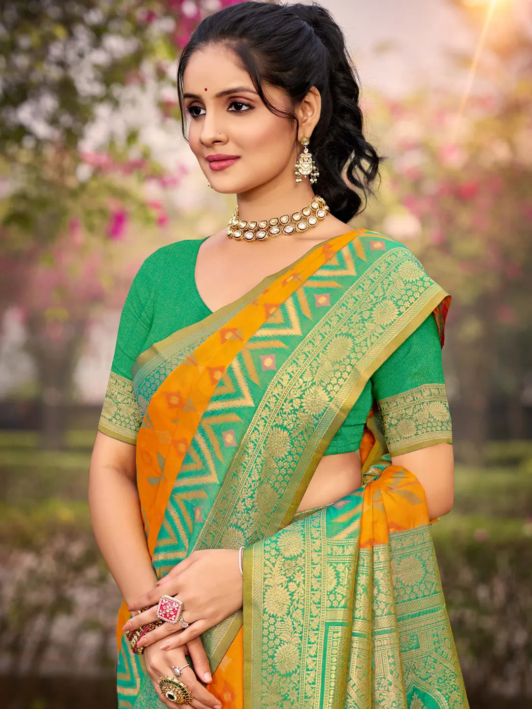 Mustard Yellow Silk Saree