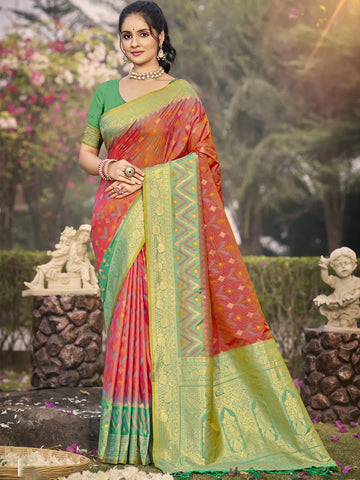 Peach Silk Saree