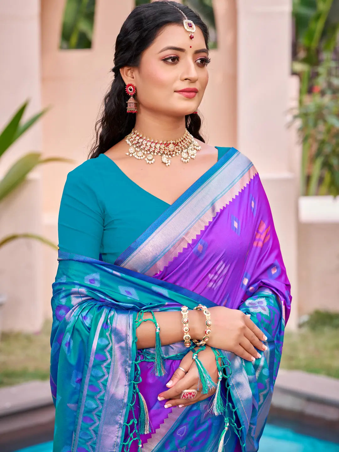 Violet Silk Saree