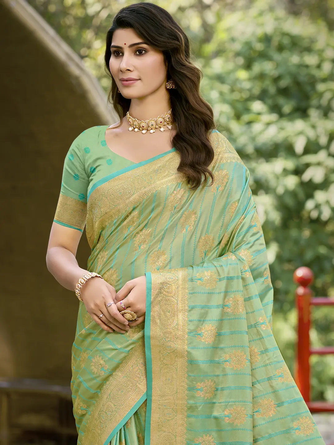 Pista Green Silk Saree