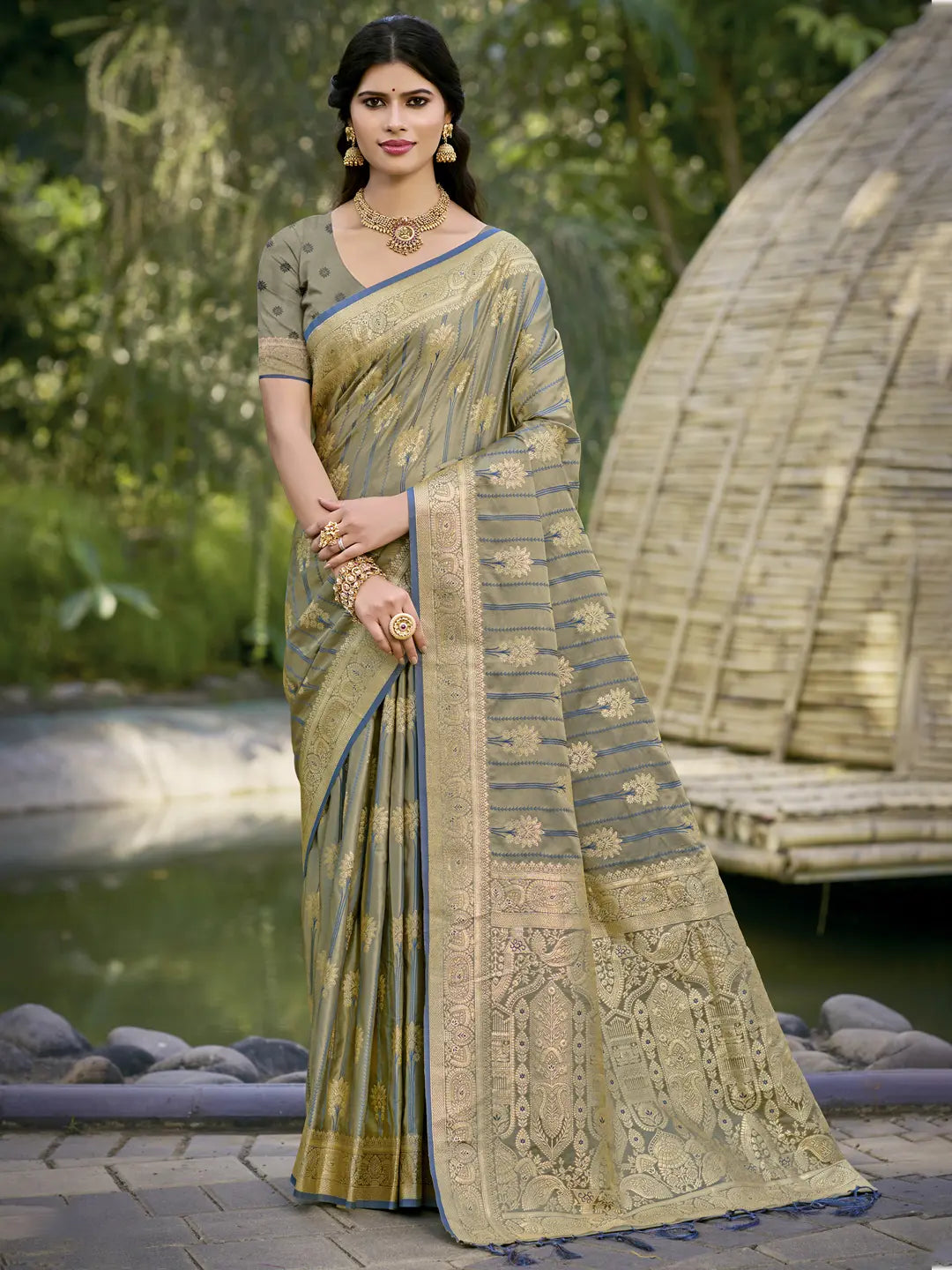 Gray Silk Saree