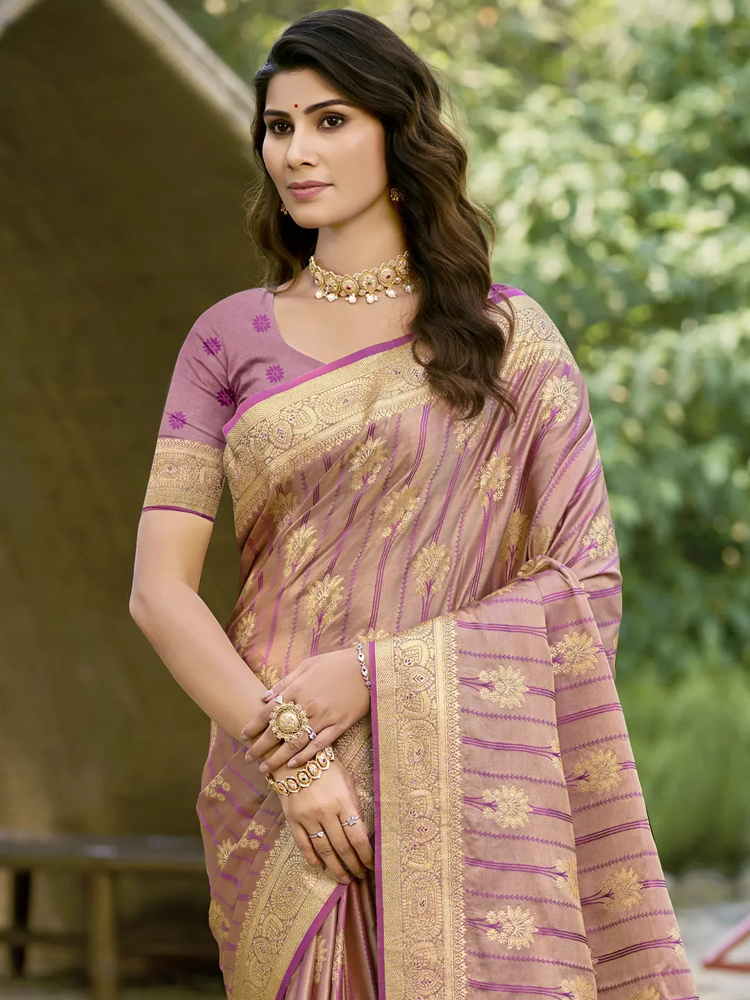 Dark Pink Silk Saree