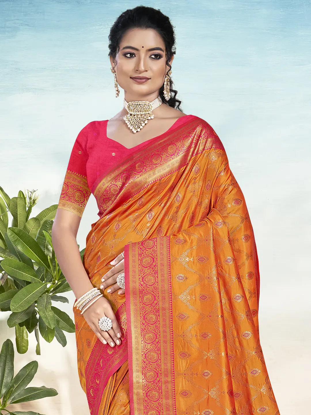 Orange Silk Saree