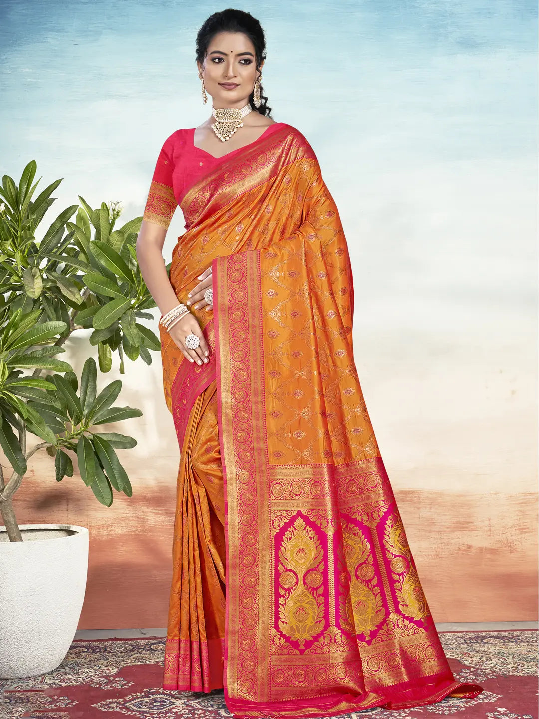 Orange Silk Saree