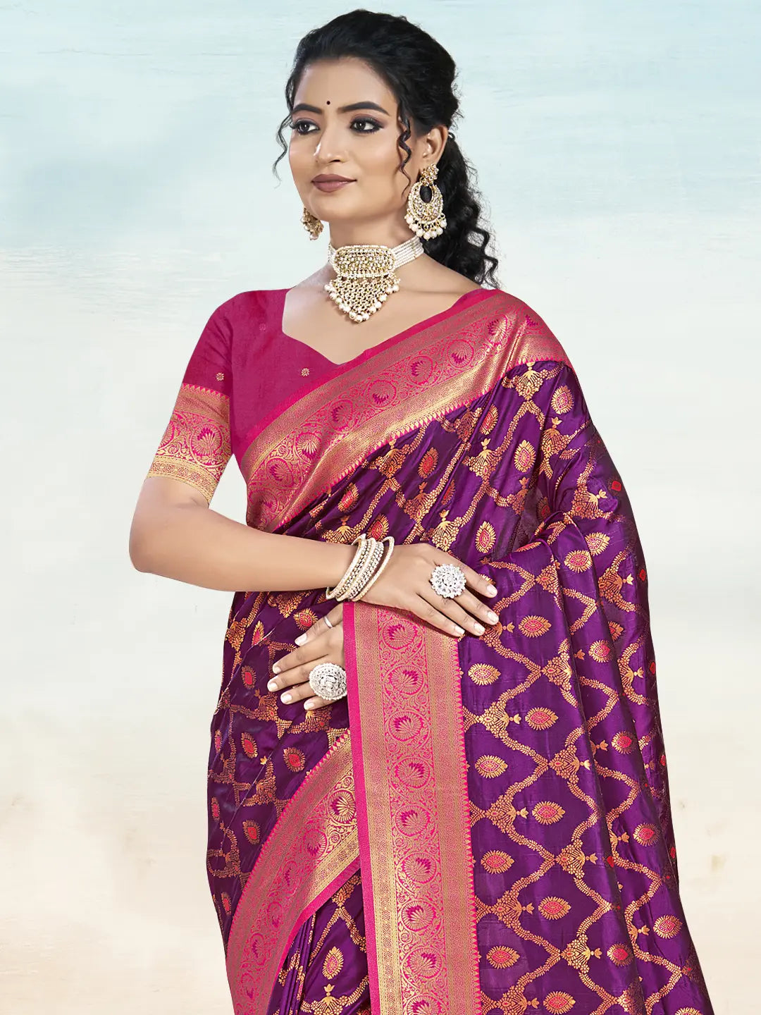 Wine Silk Saree