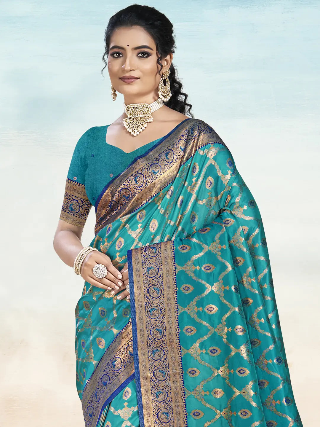 Sky Blue Silk Saree