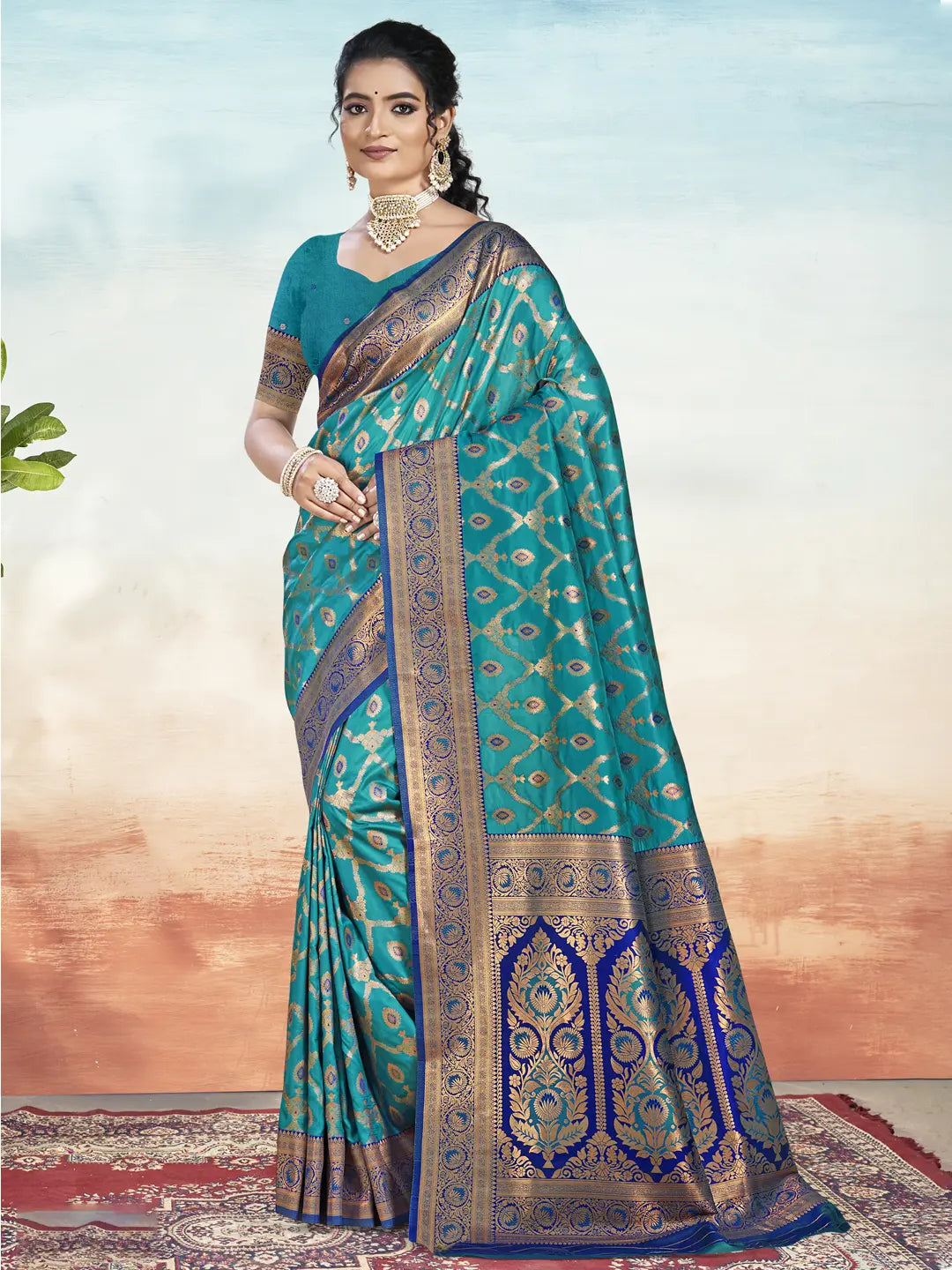 Sky Blue Silk Saree