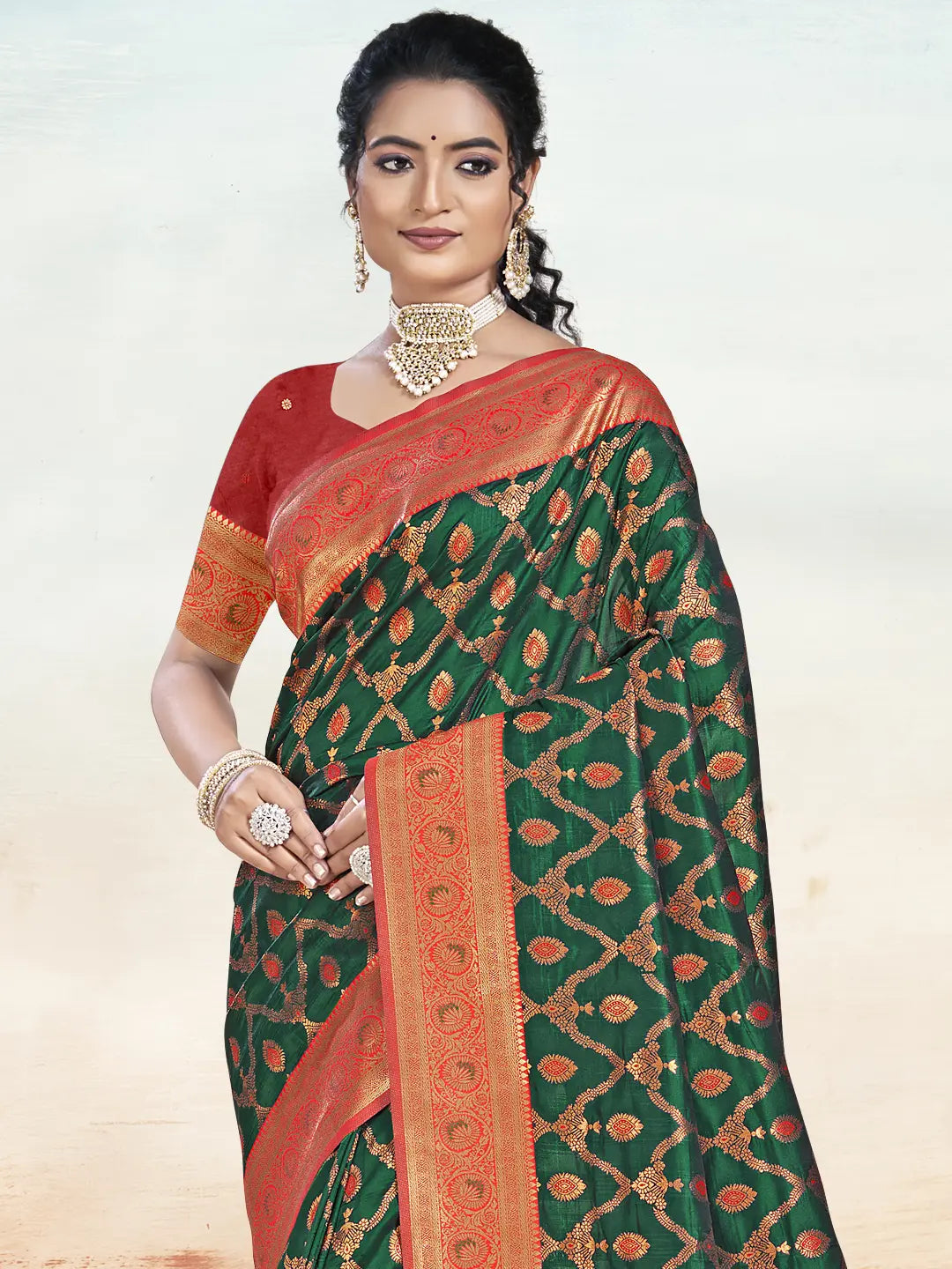 Dark Green Silk Saree